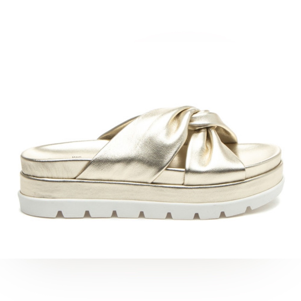J slides Gold Strappy Sandals